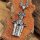 Halskette und Edelstahl Anhänger - Schwert mit Runen - Silberfarben - 60 cm