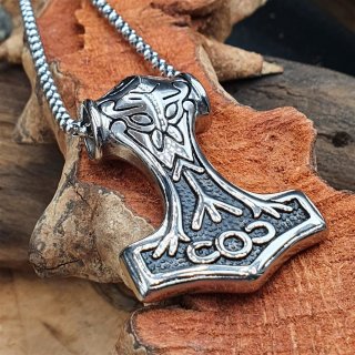Kette 60cm Edelstahl Anhänger Thorhammer mit Schafskopf Thors Hammer Odin 