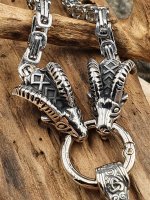 Massive Edelstahl Halskette Thors Hammer mit Widderschädel - Farbe Silber - 60 cm