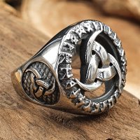 Odins Horn Ring "EBERHARD" aus Edelstahl 55 (17,5) / 7 US