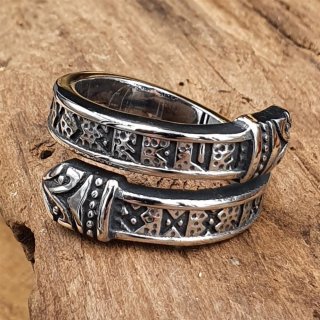 Futhark Runen Ring "ECKWIN" aus Edelstahl