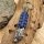 Paracord Schlüsselanhänger mit Wolfskopf aus Edelstahl - Farbe Dunkelblau