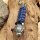 Paracord Schlüsselanhänger mit Wolfskopf aus Edelstahl - Farbe Dunkelblau