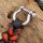 Paracord Armband "FENRIS" mit Wolfskopf aus Edelstahl - Farbe Schwarz Rot