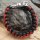 Paracord Armband "FENRIS" mit Wolfskopf aus Edelstahl - Farbe Schwarz Rot 23 cm