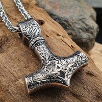Thors Hammer Wikinger Anhänger "SVEN" mit Halskette aus Edelstahl - 60 cm