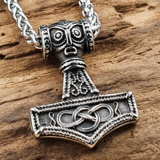 Thors Hammer Wikinger Anhänger "EIKE" mit Halskette aus Edelstahl - 60 cm