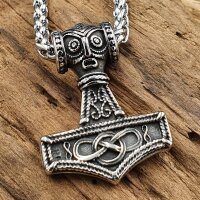 Thors Hammer Wikinger Anhänger "EIKE" mit Halskette aus Edelstahl - 60 cm