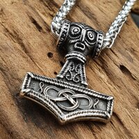 Thors Hammer Wikinger Anhänger "EIKE" mit Halskette aus Edelstahl - 60 cm