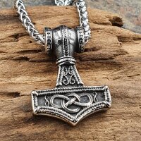 Thors Hammer Wikinger Anhänger "EIKE" mit Halskette aus Edelstahl - 60 cm
