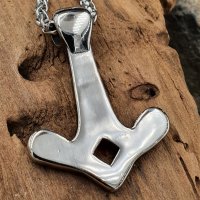 Thors Hammer Wikinger Anhänger "FINN" mit Halskette aus Edelstahl - 60 cm