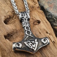 Thors Hammer Wikinger Anhänger "BJÖRN" mit Halskette aus Edelstahl - 60 cm
