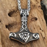 Thors Hammer Wikinger Anhänger "BJÖRN" mit Halskette aus Edelstahl - 60 cm