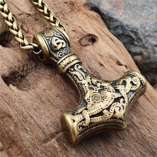 Anhänger Thors Hammer Edelstahl mit Kette Wikinger Halskette Vikings** 