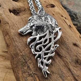 Wikinger Wolf Anhänger "IDUNA" mit Halskette aus Edelstahl - 60 cm
