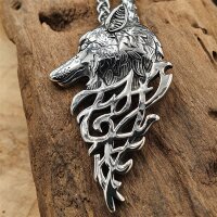 Wikinger Wolf Anhänger "IDUNA" mit Halskette aus Edelstahl - 60 cm