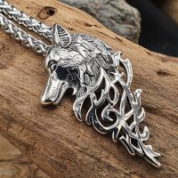 Wikinger Wolf Anhänger "IDUNA" mit Halskette aus Edelstahl - 60 cm