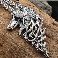 Wikinger Wolf Anhänger "IDUNA" mit Halskette aus Edelstahl - 60 cm