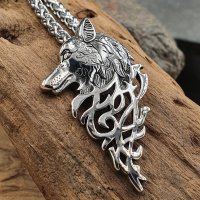 Wikinger Wolf Anhänger "IDUNA" mit Halskette aus Edelstahl - 60 cm