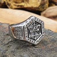Nordischen Wikinger Runen Ring aus Edelstahl 57 (18,5) / 8 US