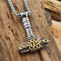 Thors Hammer Halskette verziert mit Keltischen Knoten aus...