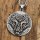 Wolfskopf Halskette verziert mit Runen Silberfarbend aus Edelstahl - 60 cm