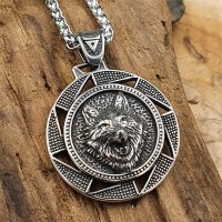Wolfskopf Anhänger "EIKE" Halskette aus Edelstahl 60 cm