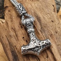 Silberfarbender Thors Hammer Anhänger mit Perle...