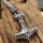 Silberfarbender Thors Hammer Anhänger mit Perle Halskette aus Edelstahl - 60 cm