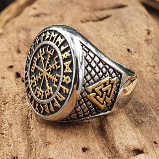 Vegvisir Siegelring "SONNWINN" aus Edelstahl