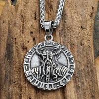 Odin Anhänger verziert mit Runen Halskette aus...