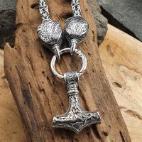 Massive runde Edelstahl Königskette Thors Hammer mit...