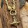 Massive eckige Edelstahl Königskette Thors Hammer mit Totenköpfe - Farbe gold - 60 cm
