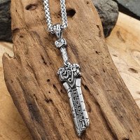 Kaputtes Schwert Anhänger Halskette aus Edelstahl - 60 cm