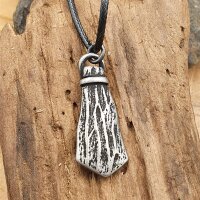 Kunstleder Halsband mit einem geschwärztem Algiz Runen Anhänger aus Edelstahl - 60 cm