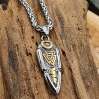 Speerspitze Anhänger verziert mit Valknut Halskette aus Edelstahl - 60 cm