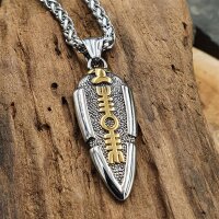 Speerspitze Anhänger verziert mit Valknut Halskette aus Edelstahl - 60 cm