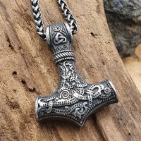 Thors Hammer Schmuckanhänger "ODD" aus Edelstahl Halskette - 60 cm