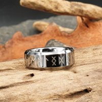 Wikinger Ring mit Futhark Runen aus Wolfram