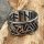 Wotansknoten Ring, verziert mit Rabe und Runen aus Edelstahl