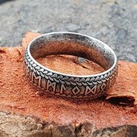 Futhark Runen Ring "RUNA" aus Edelstahl 63 (20,1) / 10 US