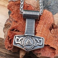 Thors Hammer Schmuckanhänger "MELAR" mit Halskette aus Edelstahl - 60 cm