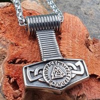 Thors Hammer Schmuckanhänger "MELAR" mit Halskette aus Edelstahl - 60 cm