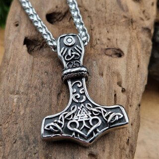 Thor Hammer Halskette Für Herren – Wikinger Anhänger Mit Keltischem Knoten, 60 Cm Edelstahlkette, In Geschenkbox | Männer Schmuck