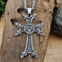 Keltisches Kreuz Anhänger "DILAN" und Kette aus Edelstahl - 60 cm