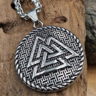 Valknut Anhänger und Kette aus Edelstahl - 60 cm