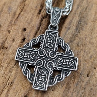 Keltisches Kreuz Anhänger "CONNOR" und Kette aus Edelstahl - 60 cm