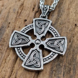 Keltisches Kreuz Anhänger "ALENJA" und Kette aus Edelstahl - 60 cm