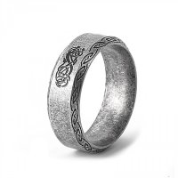 Wikinger Ring, verziert mit der Midgardschlange aus Edelstahl - Stahlfarbig 55 (17,5) / 7 US