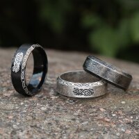 Wikinger Ring, verziert mit der Midgardschlange aus Edelstahl - Geschwärzt